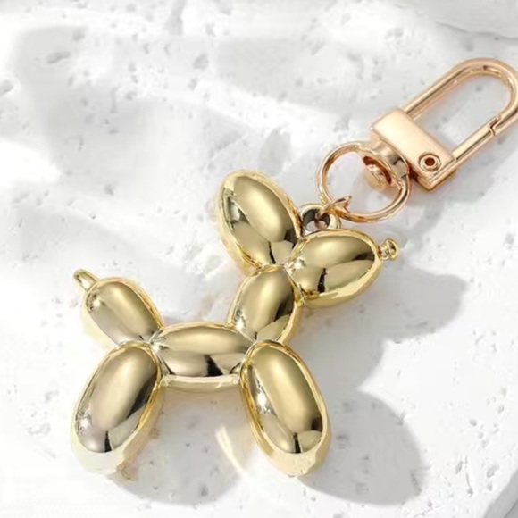 unbranded Accessories - Metallic Gold Cartoon Balloon Dog Keychain Cute Key Ring Purse Bag  Clip New